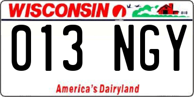 WI license plate 013NGY