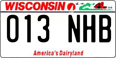 WI license plate 013NHB
