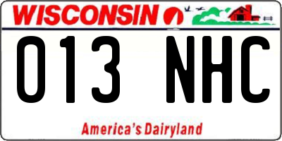 WI license plate 013NHC