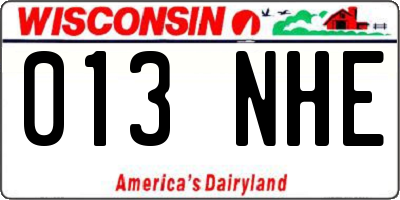 WI license plate 013NHE