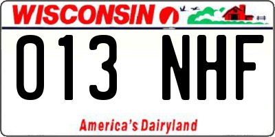 WI license plate 013NHF