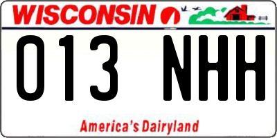 WI license plate 013NHH