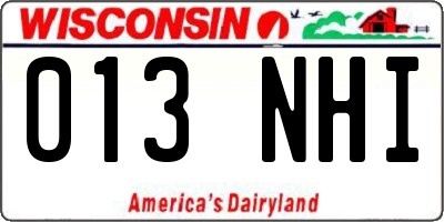 WI license plate 013NHI