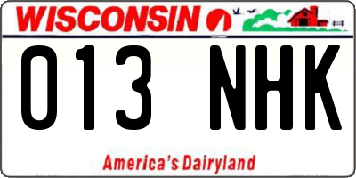 WI license plate 013NHK