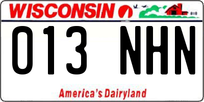 WI license plate 013NHN