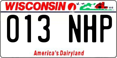 WI license plate 013NHP