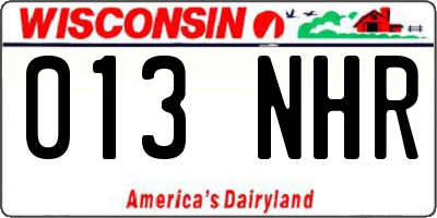 WI license plate 013NHR
