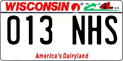 WI license plate 013NHS