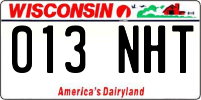 WI license plate 013NHT