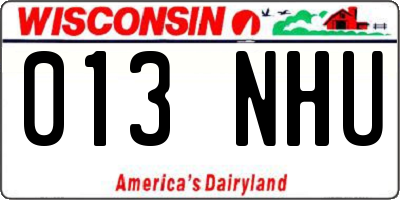 WI license plate 013NHU