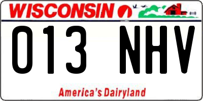 WI license plate 013NHV
