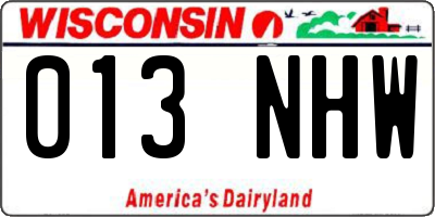 WI license plate 013NHW