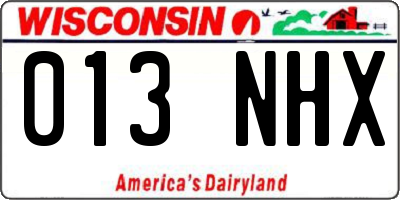 WI license plate 013NHX