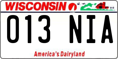 WI license plate 013NIA
