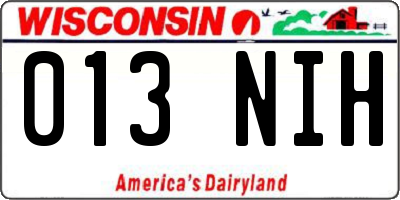 WI license plate 013NIH