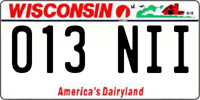 WI license plate 013NII