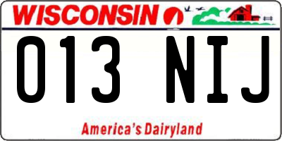 WI license plate 013NIJ