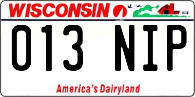 WI license plate 013NIP