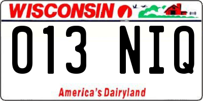 WI license plate 013NIQ