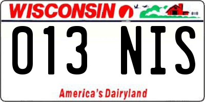 WI license plate 013NIS