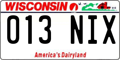 WI license plate 013NIX
