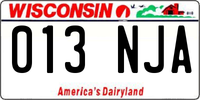 WI license plate 013NJA