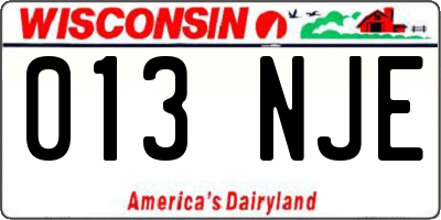 WI license plate 013NJE