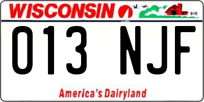 WI license plate 013NJF