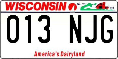 WI license plate 013NJG