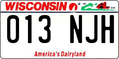 WI license plate 013NJH