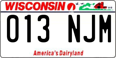 WI license plate 013NJM