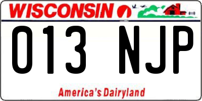 WI license plate 013NJP