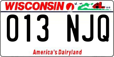 WI license plate 013NJQ