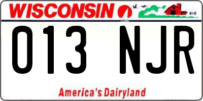 WI license plate 013NJR