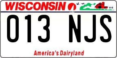 WI license plate 013NJS