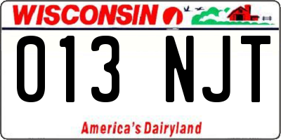 WI license plate 013NJT