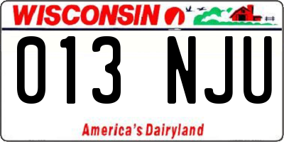 WI license plate 013NJU