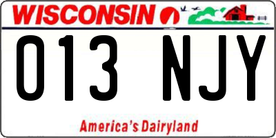 WI license plate 013NJY