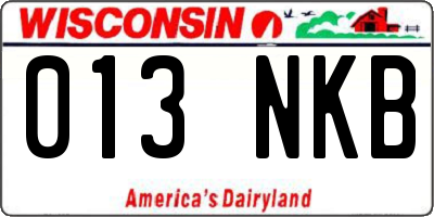 WI license plate 013NKB