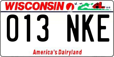 WI license plate 013NKE