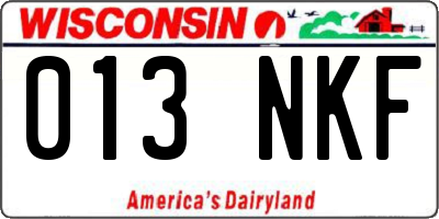 WI license plate 013NKF