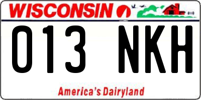 WI license plate 013NKH