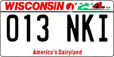 WI license plate 013NKI