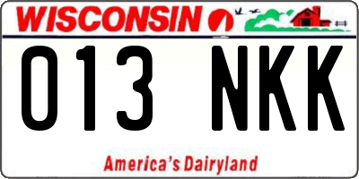 WI license plate 013NKK