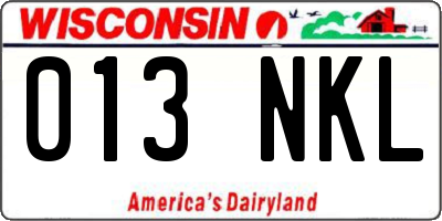 WI license plate 013NKL