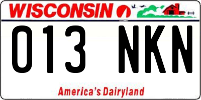WI license plate 013NKN