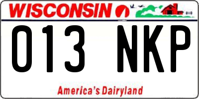 WI license plate 013NKP