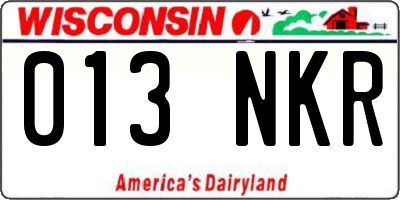 WI license plate 013NKR