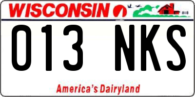 WI license plate 013NKS