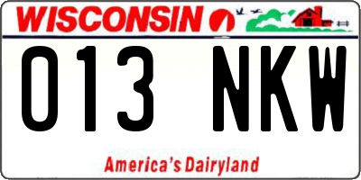 WI license plate 013NKW